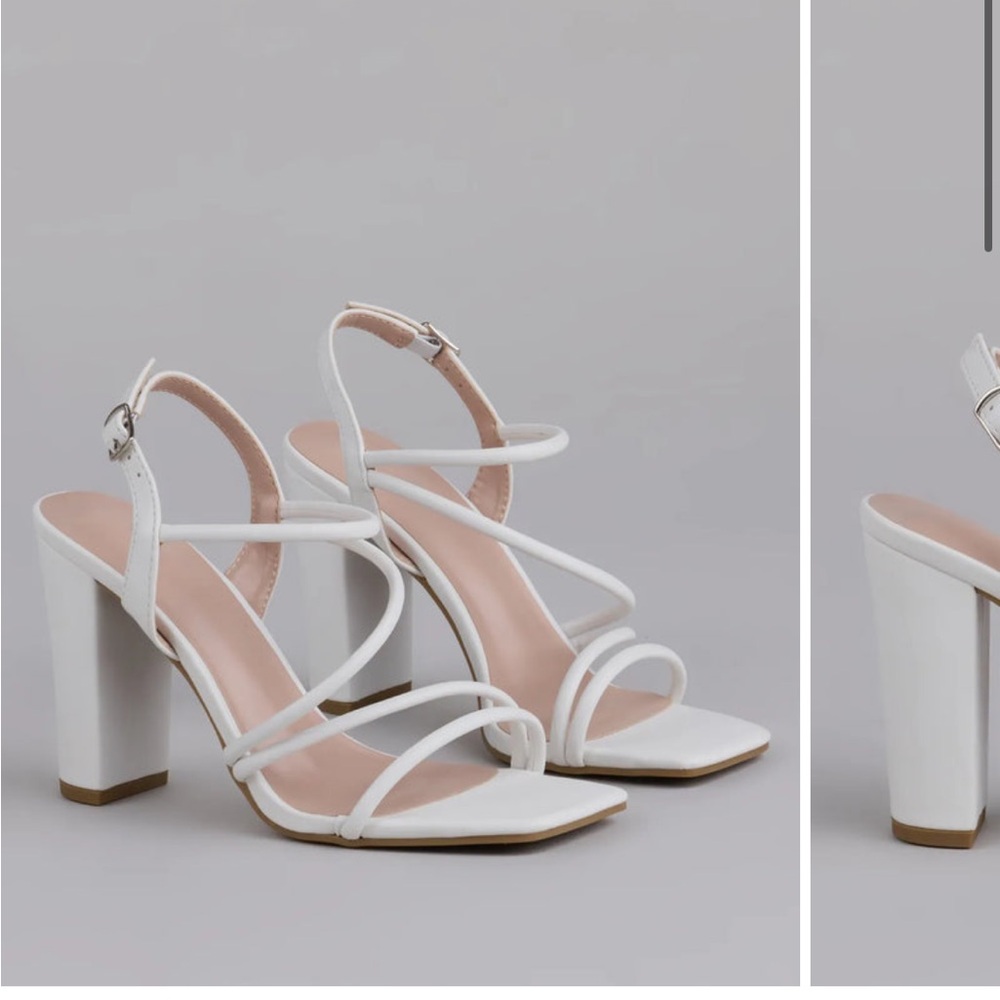Windsor White Strappy Block Heels